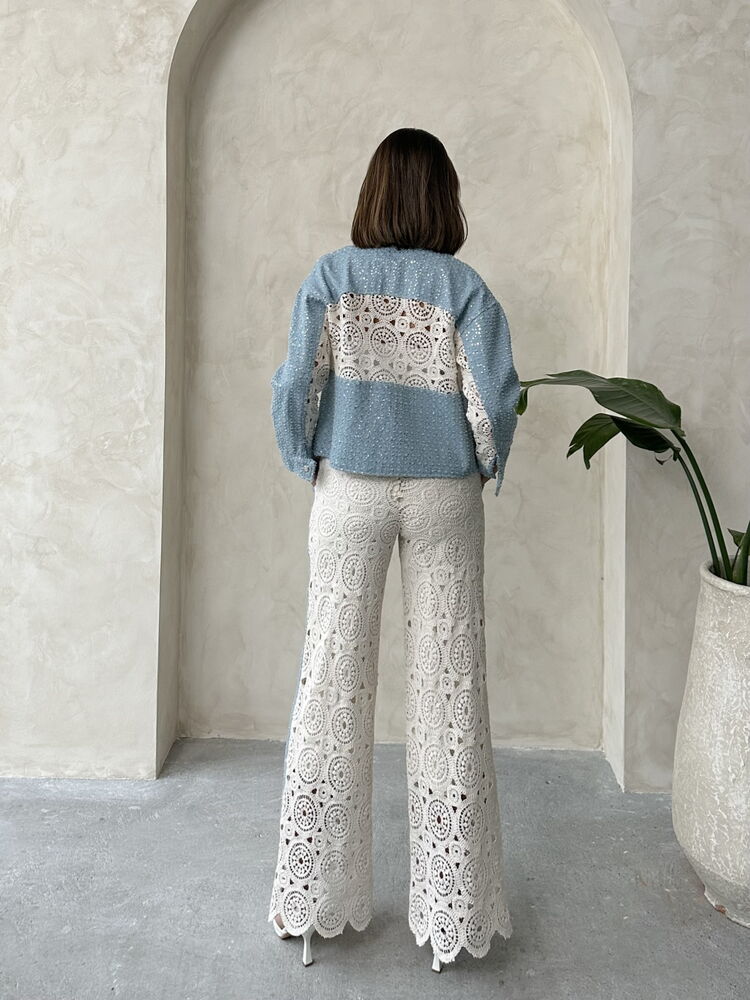 Denim Detailed Lace Pants - Raw