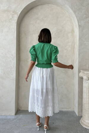 Embroidered Skirt - Cream - Topshow - Globality Store - Women Clothes Wholesale Turkey