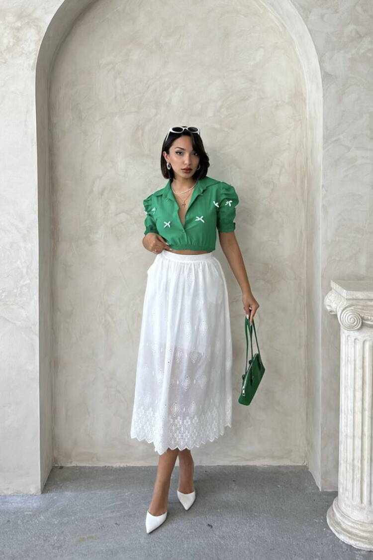 Embroidered Skirt - Cream