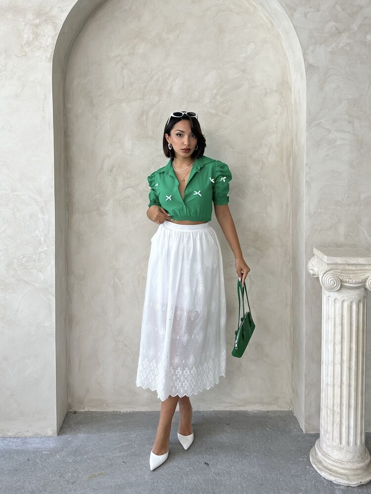 Embroidered Skirt - Cream