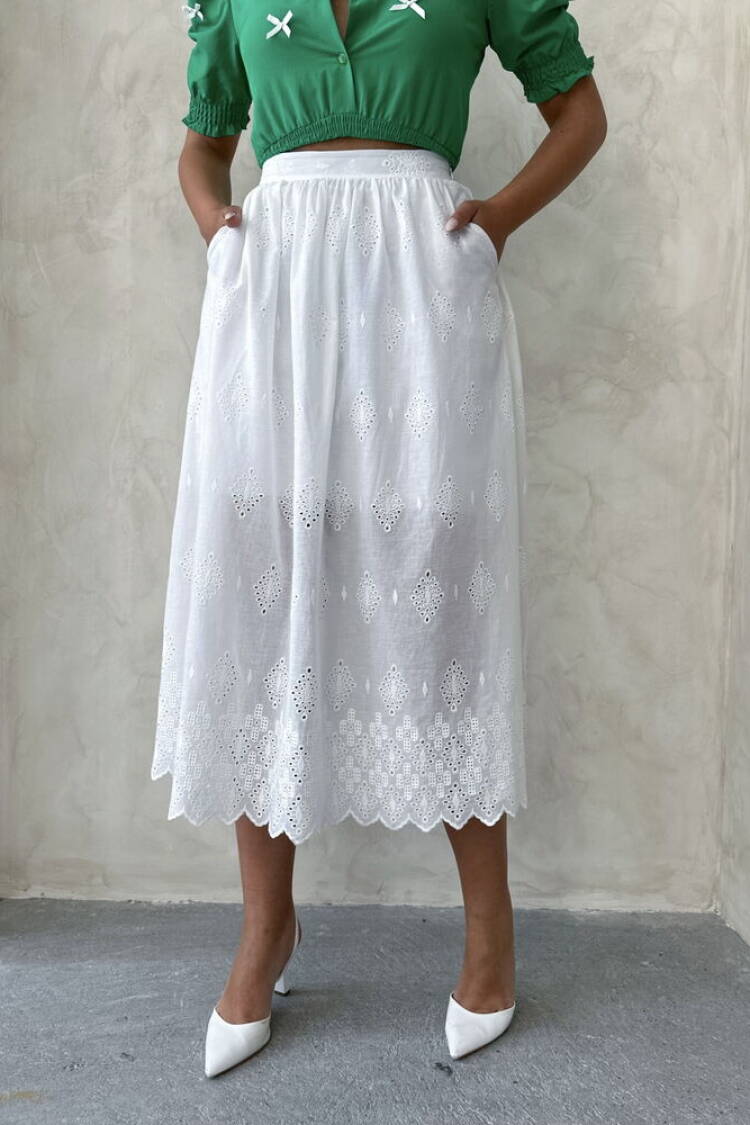 Embroidered Skirt - Cream