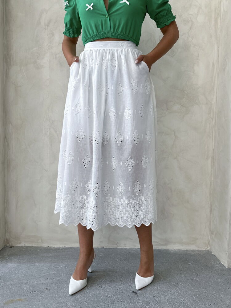 Embroidered Skirt - Cream