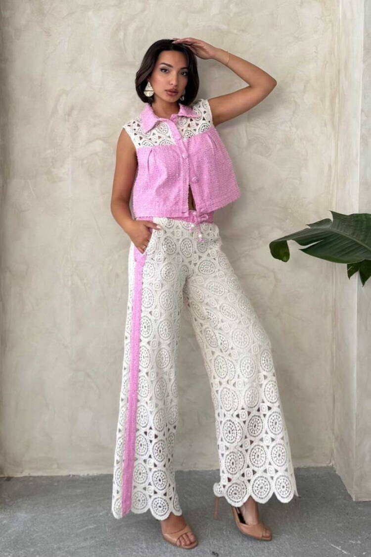 Denim Detailed Lace Pants - Brand: Topshow - Women's Clothing Wholesale - Globality Store