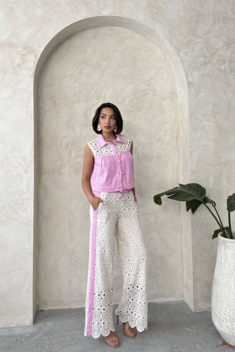 Denim Detailed Lace Pants