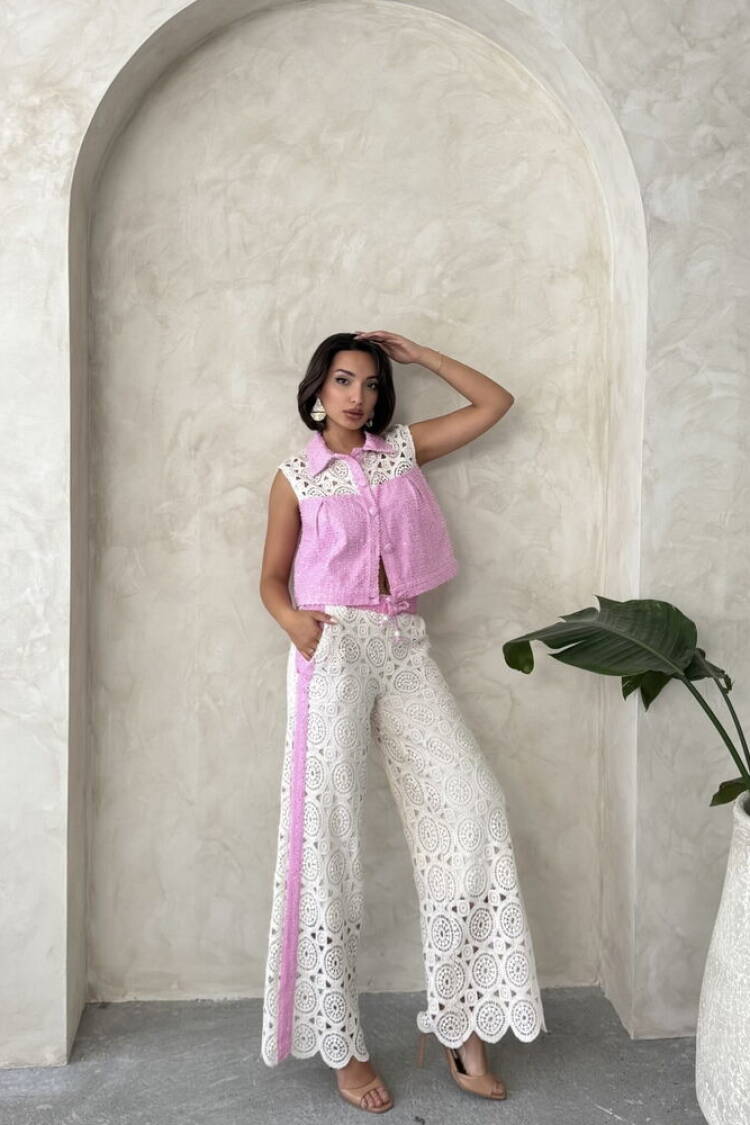 Denim Detailed Lace Pants