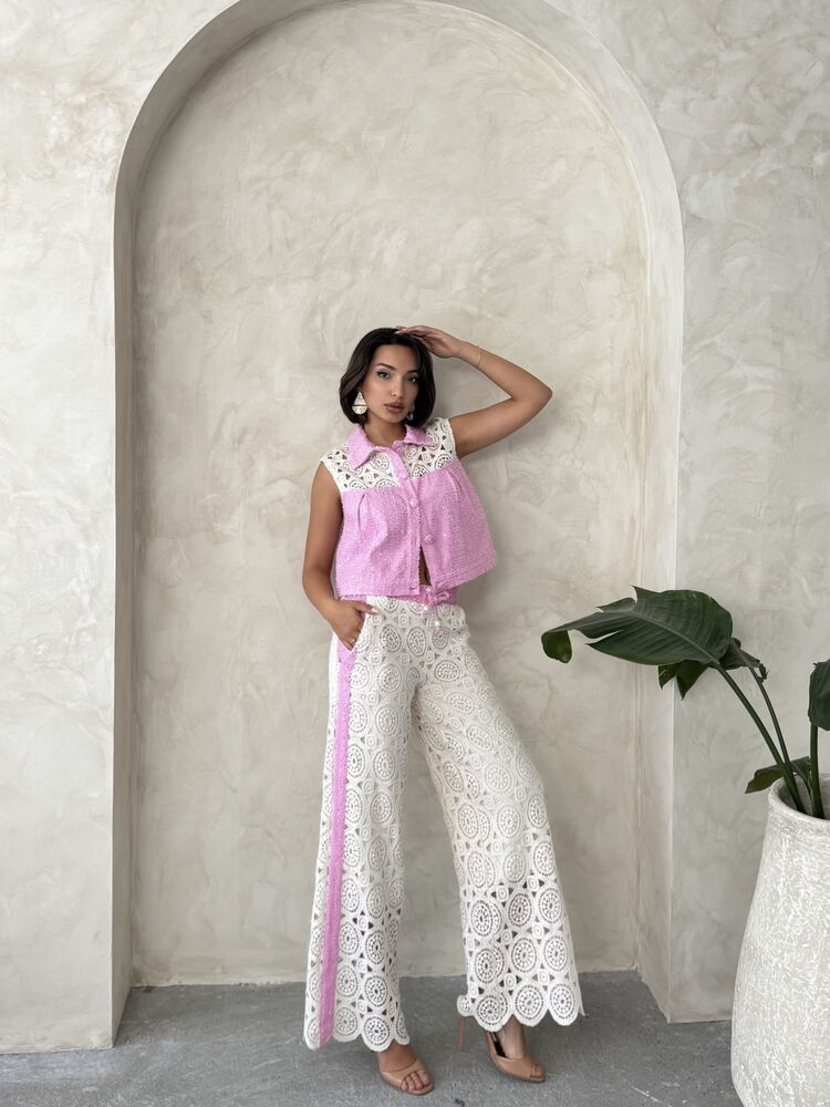Denim Detailed Lace Pants