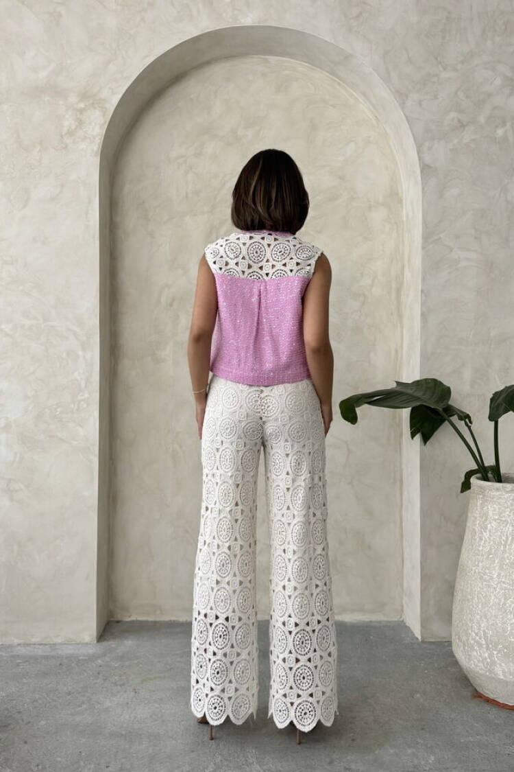 Denim Detailed Lace Pants