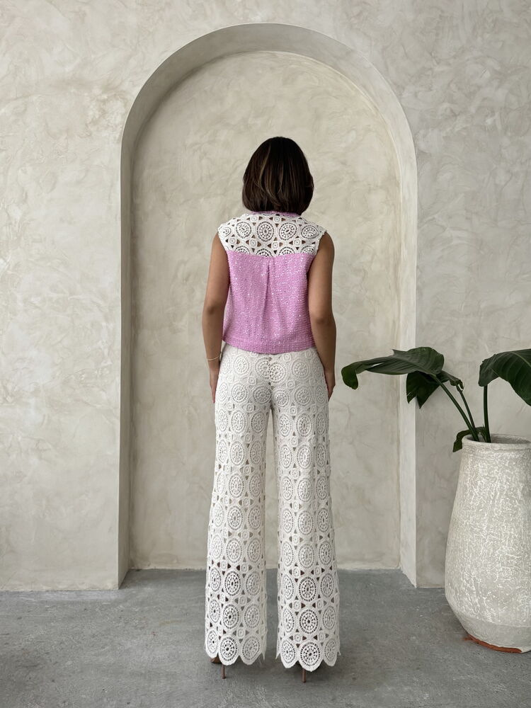 Denim Detailed Lace Pants