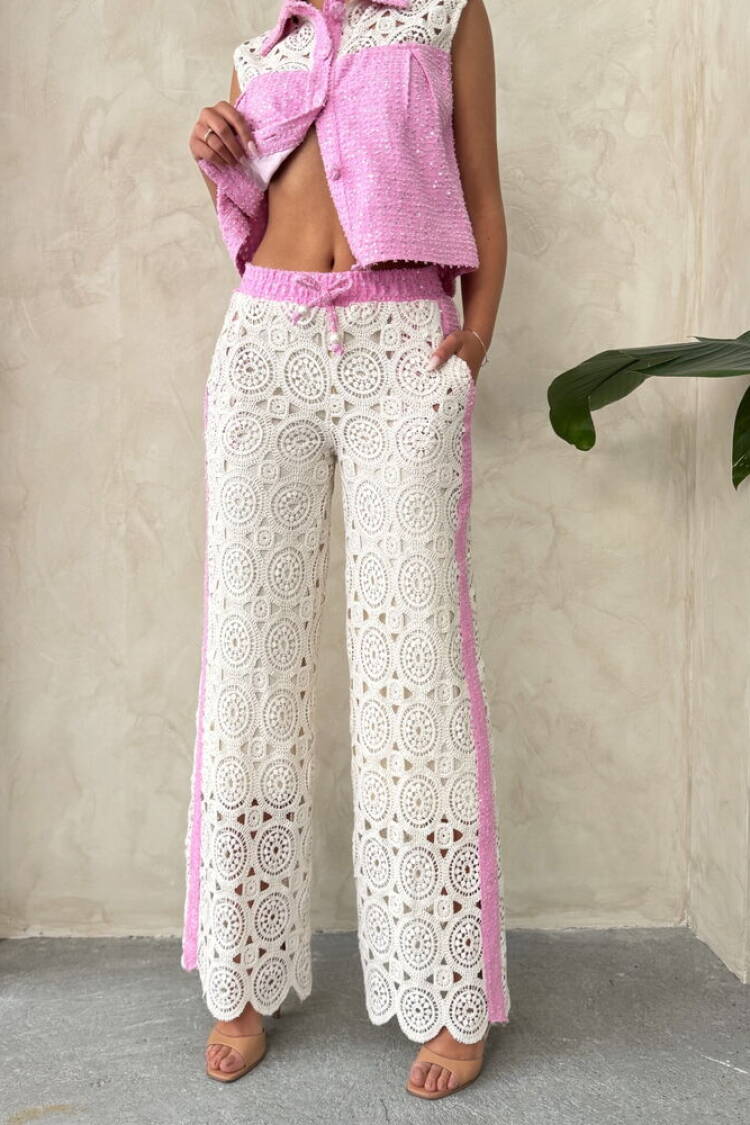 Denim Detailed Lace Pants