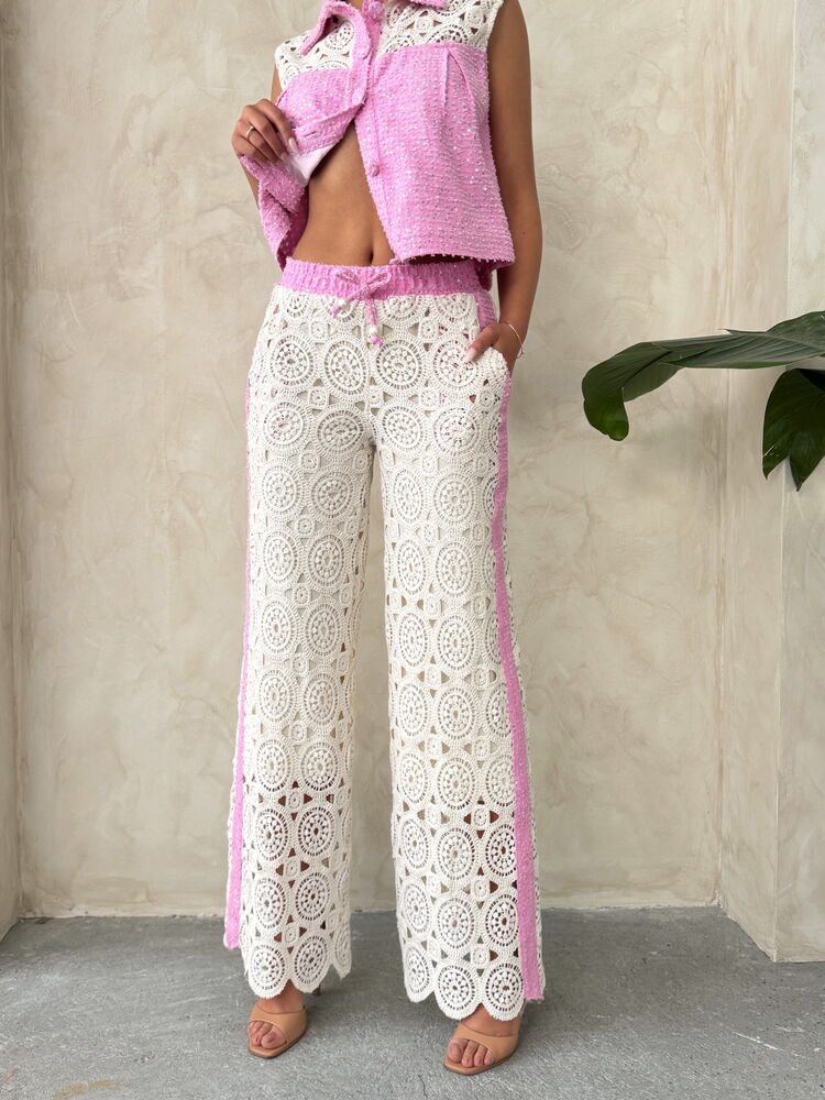 Denim Detailed Lace Pants