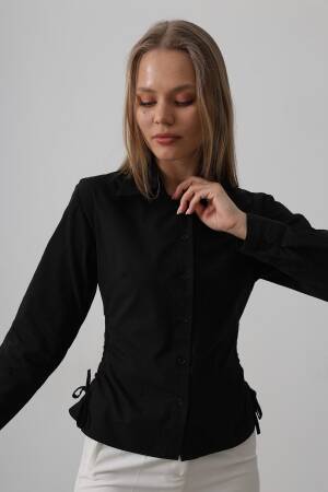 Striped Side Striped Shirt - Black - Reyon - Globality Store - Women Clothes Wholesale Turkey