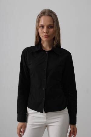 Striped Side Striped Shirt - Black - Reyon - Globality Store - Women Clothes Wholesale Turkey