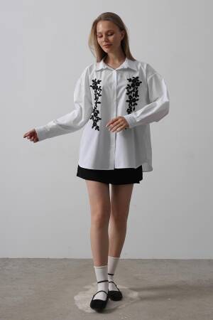 Bead Embroidery Detailed Long Shirt - Brand: Reyon - Women's Clothing Wholesale - Globality Store
