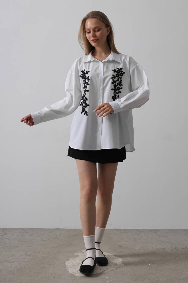 Bead Embroidery Detailed Long Shirt