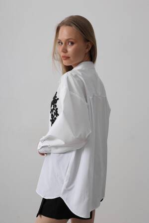 Bead Embroidery Detailed Long Shirt - Brand: Reyon - Women's Clothing Wholesale - Globality Store