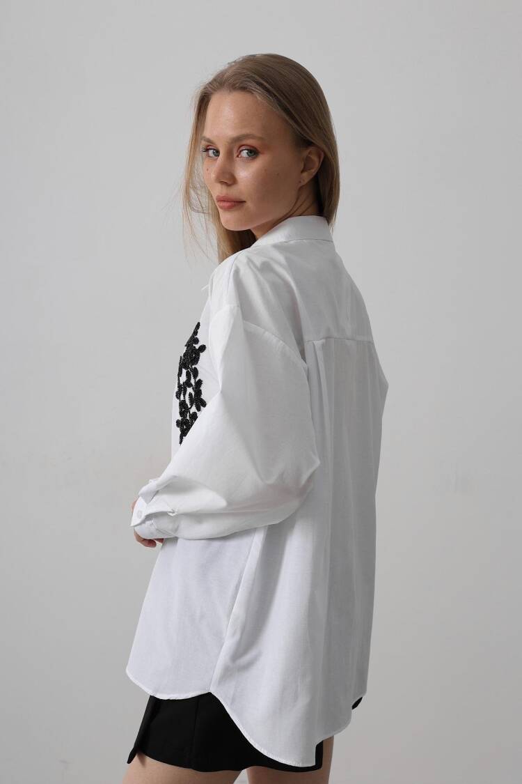 Bead Embroidery Detailed Long Shirt