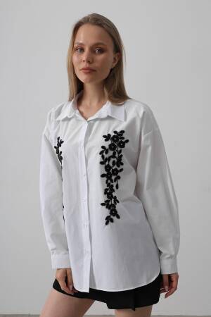 Bead Embroidery Detailed Long Shirt - Brand: Reyon - Women's Clothing Wholesale - Globality Store