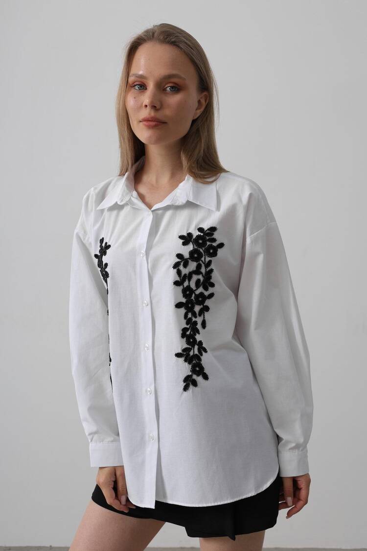 Bead Embroidery Detailed Long Shirt