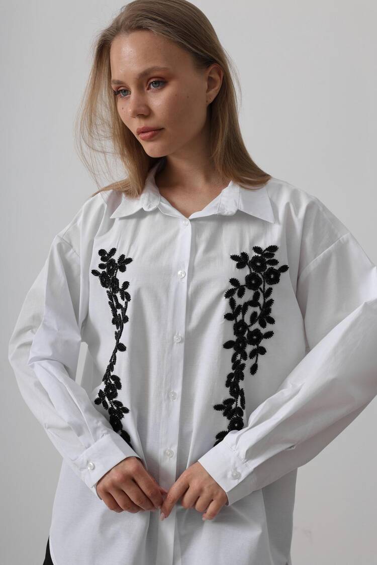 Bead Embroidery Detailed Long Shirt