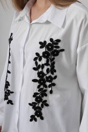 Bead Embroidery Detailed Long Shirt - Brand: Reyon - Women's Clothing Wholesale - Globality Store