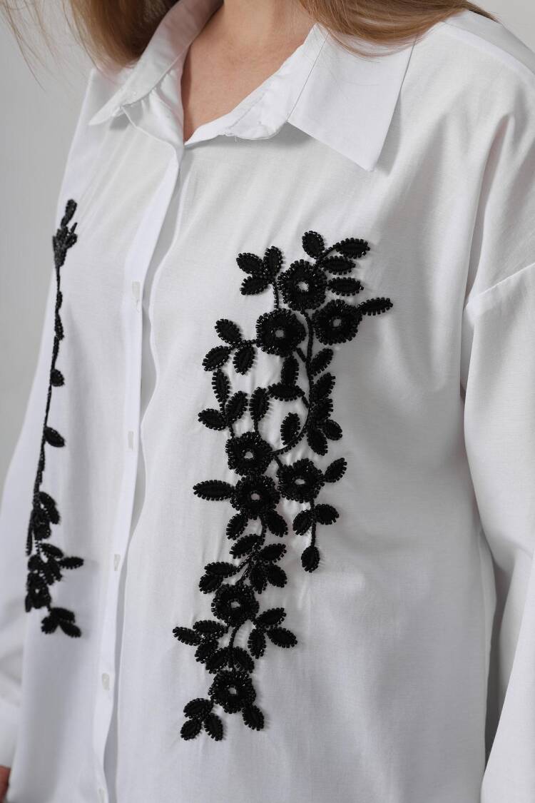 Bead Embroidery Detailed Long Shirt