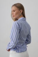 Striped Shirt With Side Stripes - -White - Reyon - Globality Store - Women Clothes Wholesale Turkey