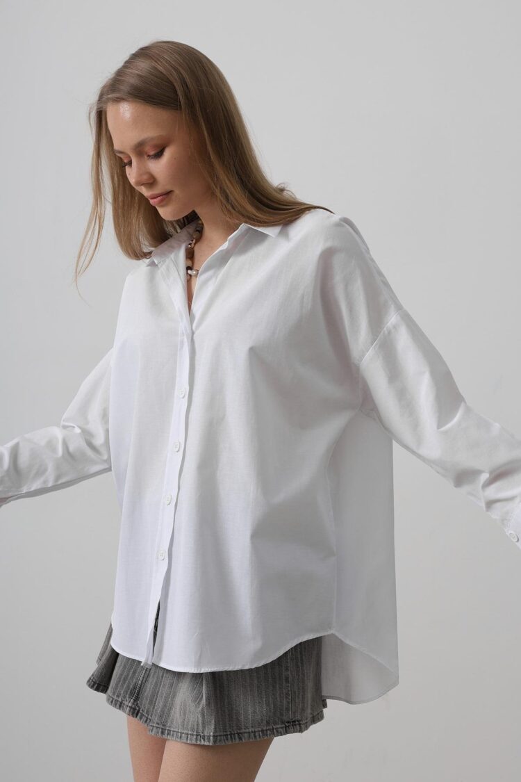 Wide Cuff Detailed Shirt - Reyon - Globality Store - Women Clothes Wholesale Turkey