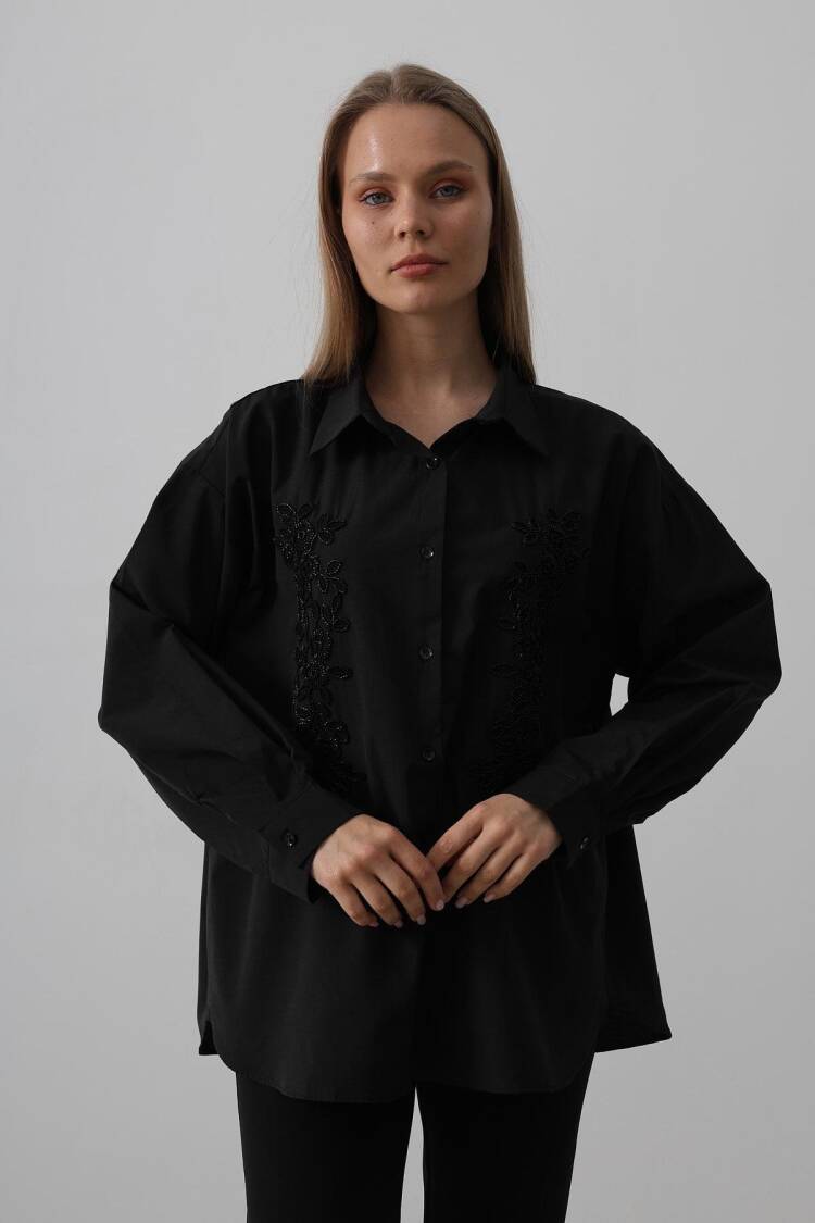 Bead Embroidery Detailed Long Shirt