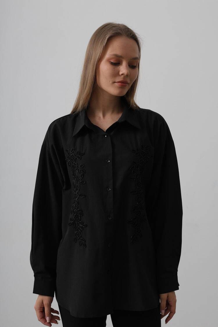 Bead Embroidery Detailed Long Shirt