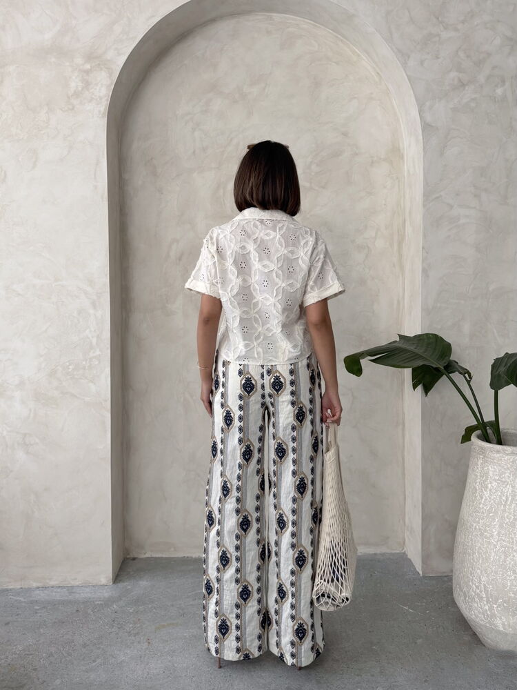 Embroidered Pants - Stone