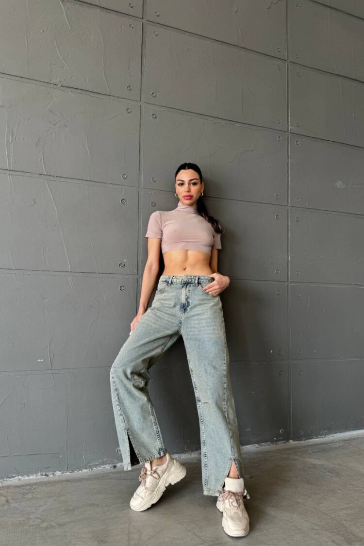 Jeans Leg Slit - Cream Rouge - Globality Store - Women Clothes Wholesale Turkey