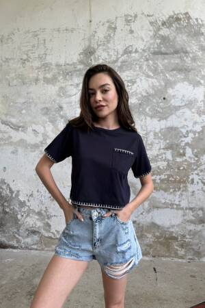 Crop Embroidered - Cream Rouge - Globality Store - Women Clothes Wholesale Turkey