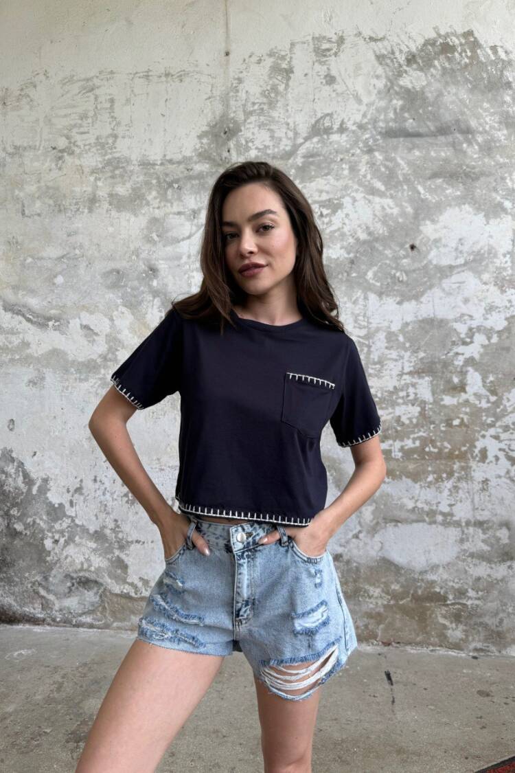 Crop Embroidered - Cream Rouge - Globality Store - Women Clothes Wholesale Turkey