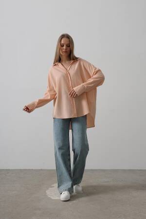 Wide Cuff Detailed Shirt - Light Salmon - Reyon - Globality Store - Women Clothes Wholesale Turkey