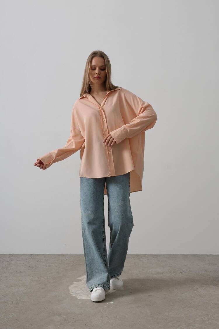Wide Cuff Detailed Shirt - Light Salmon