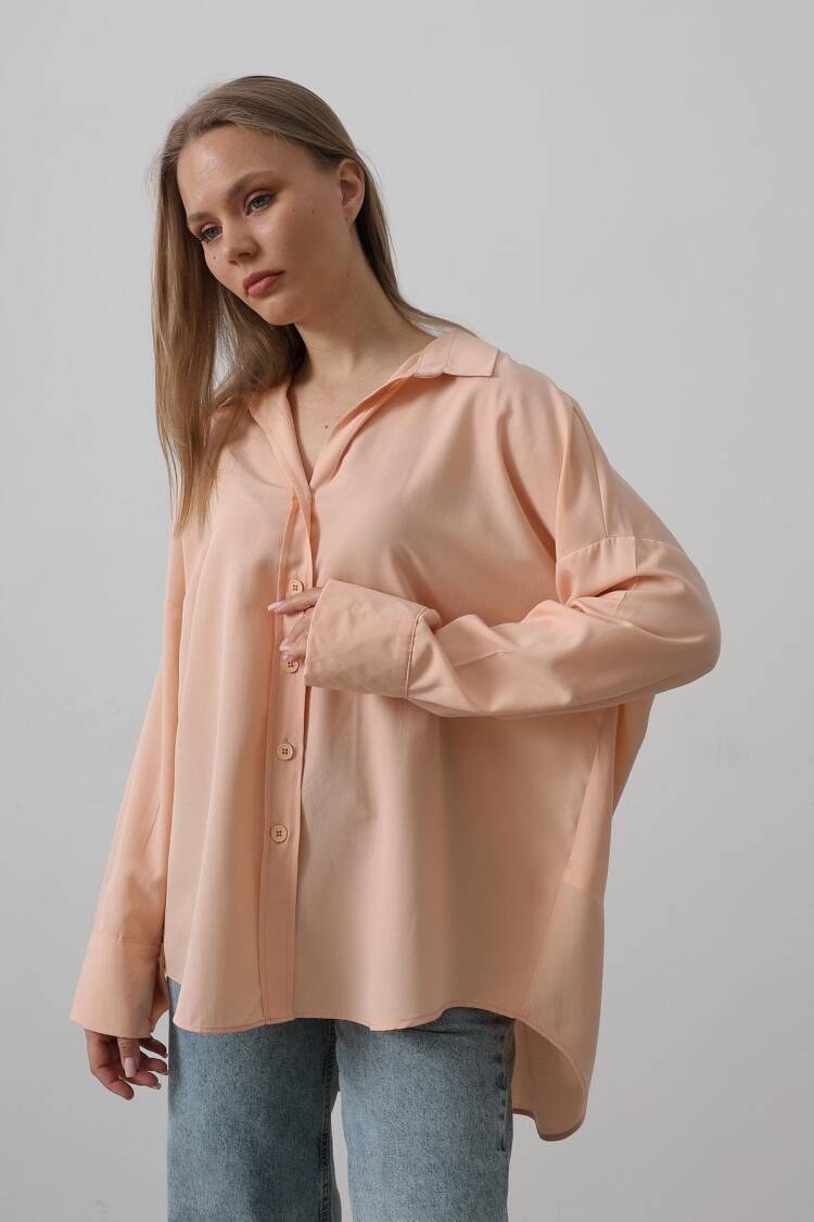 Wide Cuff Detailed Shirt - Light Salmon