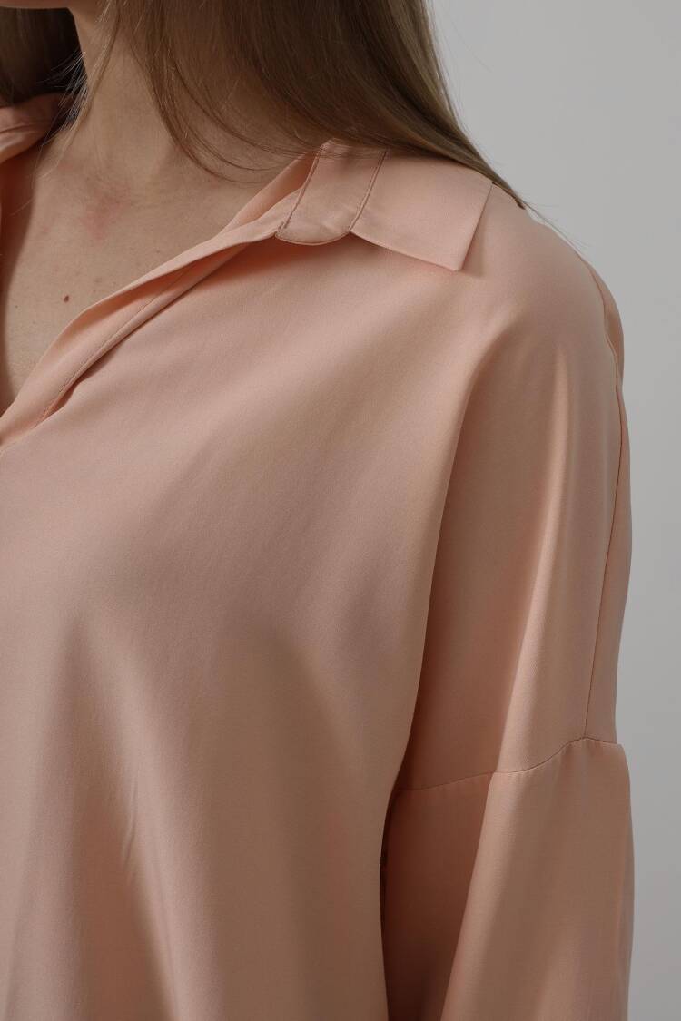 Wide Cuff Detailed Shirt - Light Salmon