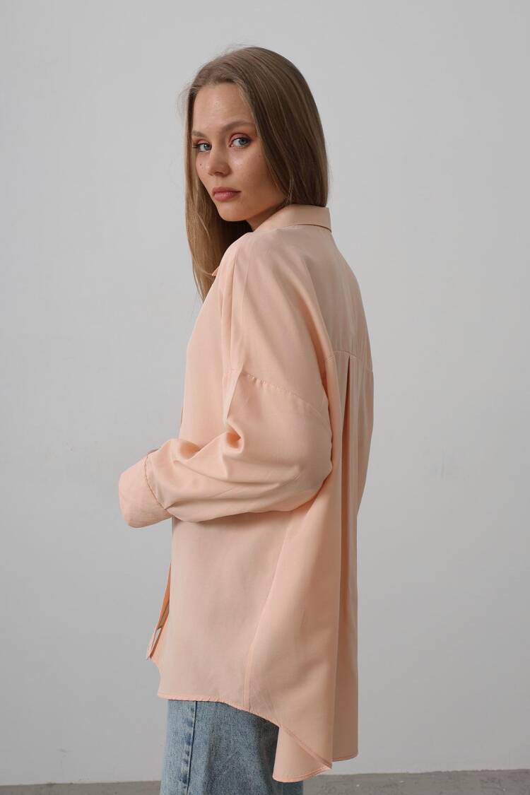 Wide Cuff Detailed Shirt - Light Salmon