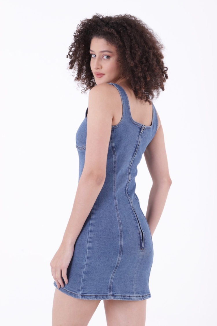 Mini Denim Dress With Zipper