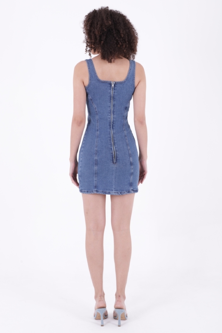 Mini Denim Dress With Zipper