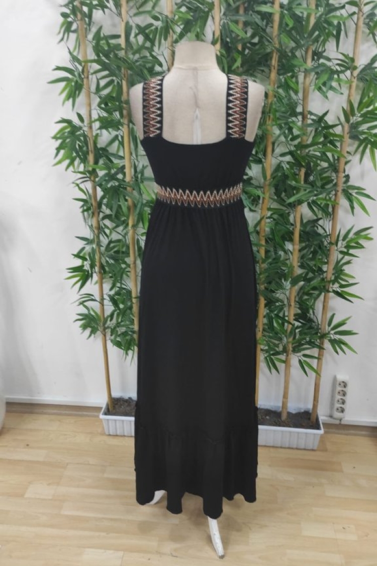 Women's Strappy Neck Cross Detailed Viscose Dress - Black