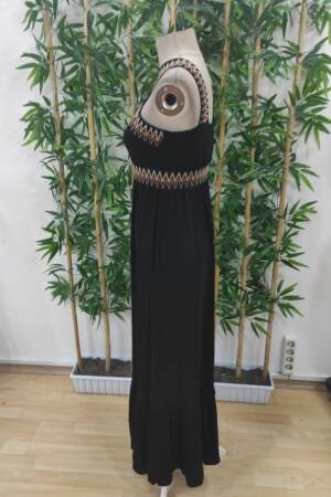 Women's Strappy Neck Cross Detailed Viscose Dress - Black - Janes - Globality Store - Women Clothes Wholesale Turkey