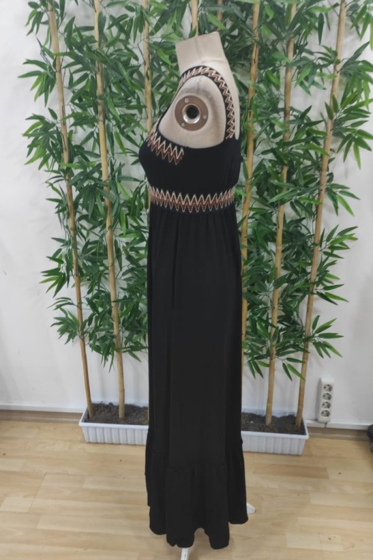 Women's Strappy Neck Cross Detailed Viscose Dress - Black