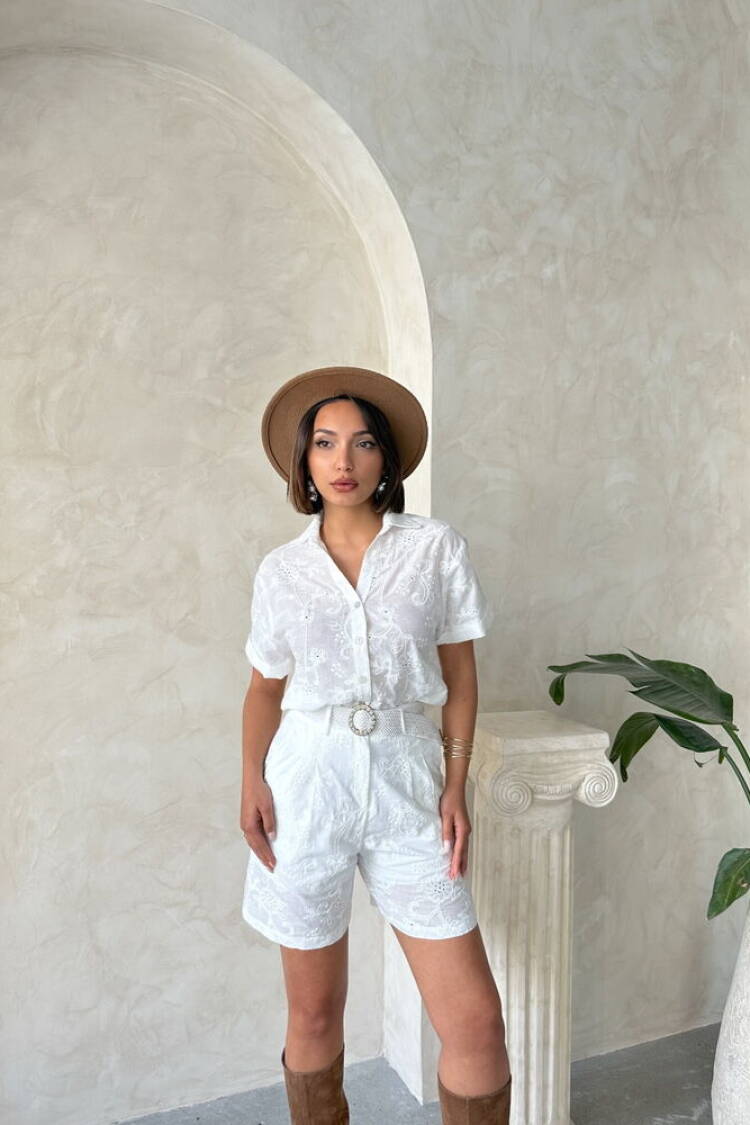 Embroidered Voile Shorts