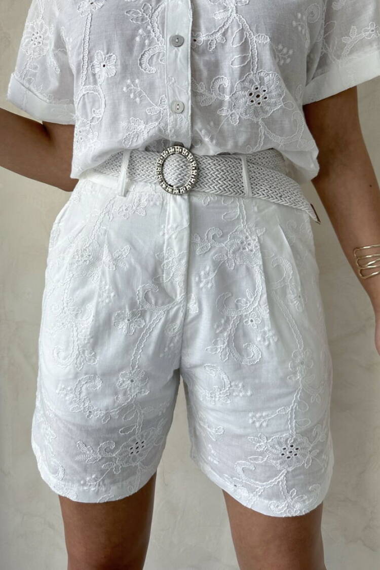 Embroidered Voile Shorts