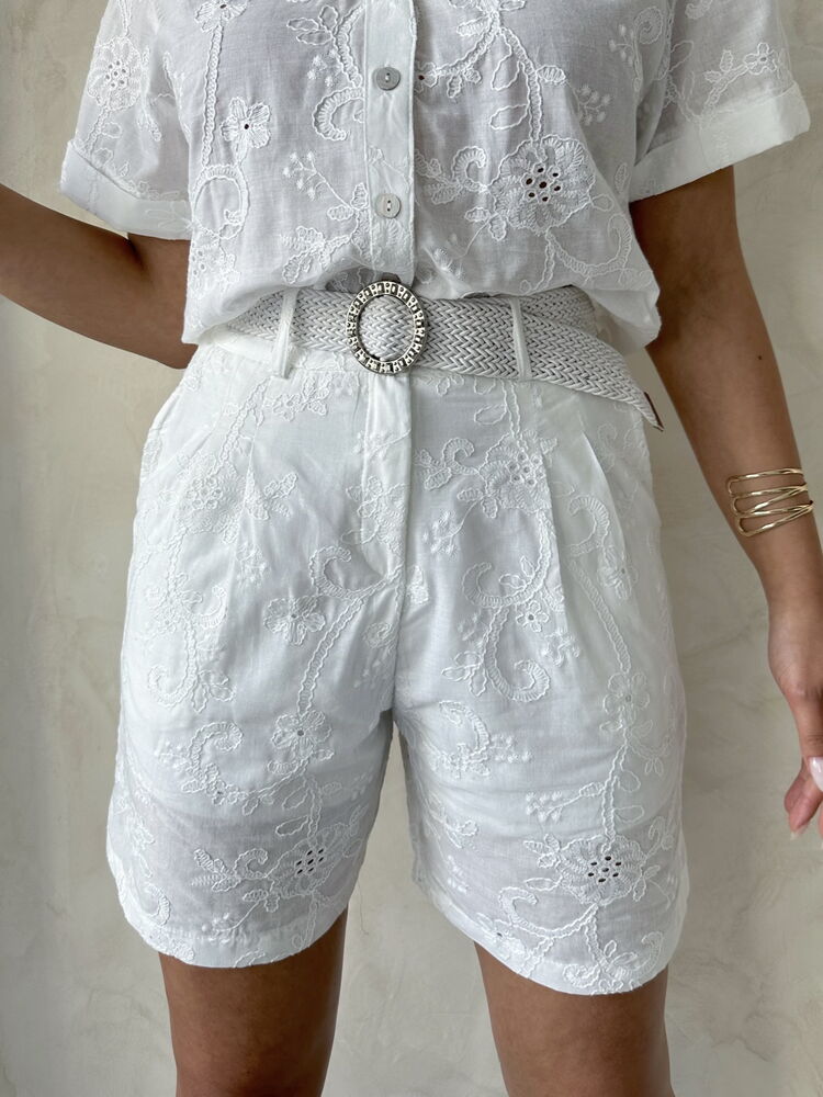 Embroidered Voile Shorts