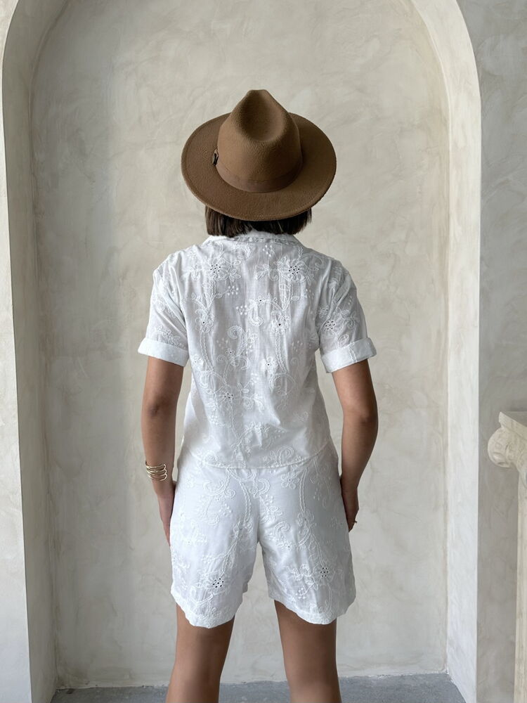 Embroidered Voile Shorts