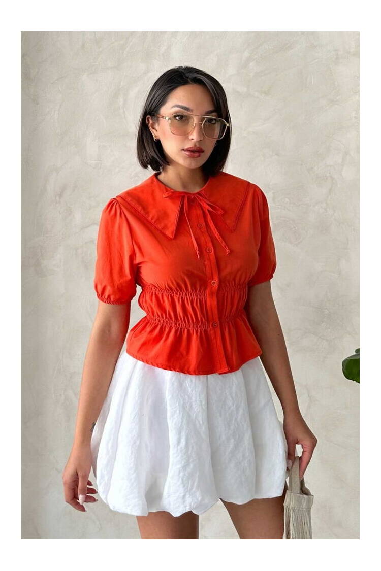 Collar Detailed Ruffle Shirt - Brand: Topshow - Women's Clothing Wholesale - Globality Store