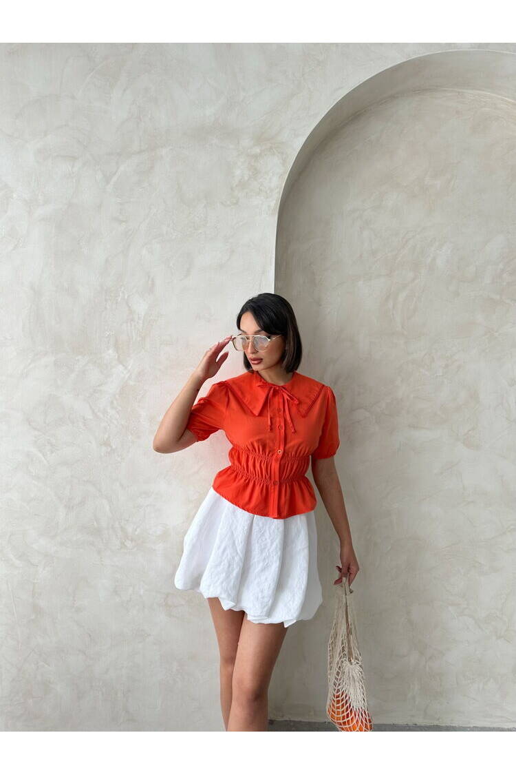 Collar Detailed Ruffle Shirt
