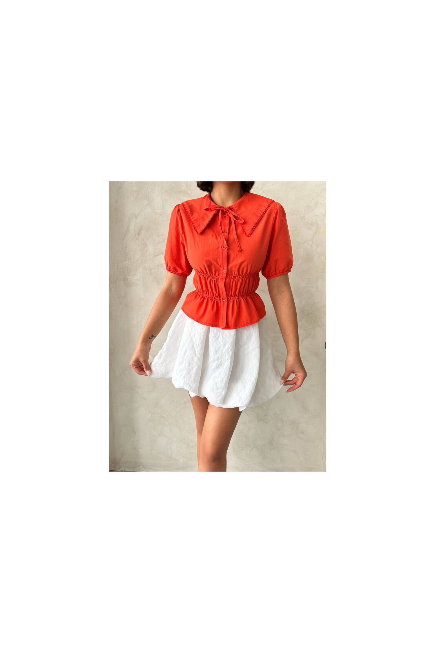 Collar Detailed Ruffle Shirt - Brand: Topshow - Women's Clothing Wholesale - Globality Store